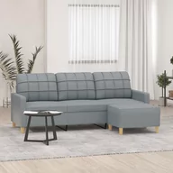 Sofy i kanapy - 3-osobowa sofa z podnóżkiem, jasnoszara, 180 cm, tkaniną  Lumarko! - miniaturka - grafika 1