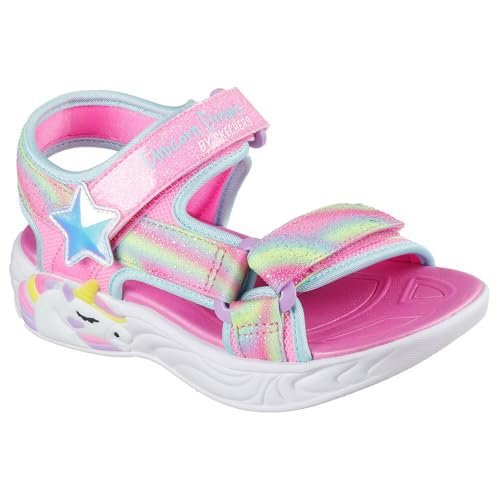 Skechers Dziewczęce sandały Hypno Flash, Pink Textile Multi Trim, 33.5 EU