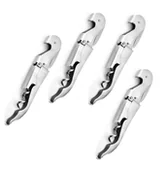 Korkociągi i otwieracze - 4-pak korkociąg do wina ze stali nierdzewnej nóż kelnerski otwieracz do wina z otwieraczem do butelek nóż do folii nóż sommelierski wielofunkcyjne sztućce kelnerskie korkociąg do wina ręczny korkociąg srebrny - miniaturka - grafika 1