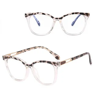 Damskie kocie oczy okulary zerówki do komputera BLUE LIGHT 25144D Panterkowe - Okulary korekcyjne, oprawki, szkła - miniaturka - grafika 1
