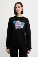 Bluzy damskie - Just Cavalli bluza bawełniana damska kolor czarny z nadrukiem 79PAIE24 CF102 - miniaturka - grafika 1