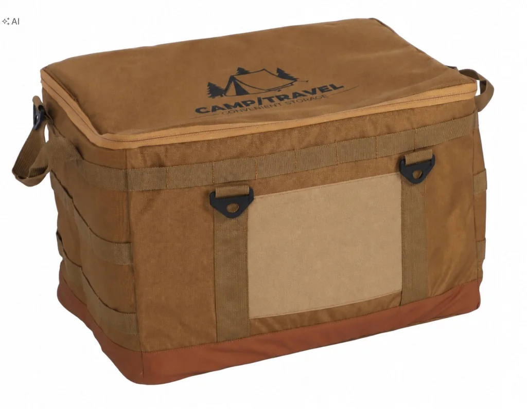 Torba campingowa 45 l, na piknik, z kieszonkami, pojemna, PIASKOWA