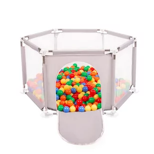 Selonis Sześciokąt składany KS-100X z piłeczkami 6cm szary: żółty-zielony-niebieski-czerwony-pomarańcz 63x64/900piłek - Maty edukacyjne - miniaturka - grafika 1