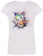 Koszulki i topy damskie - Tygrys Kolorowy Damski Modny T-shirt Nadruk R.XXL - miniaturka - grafika 1