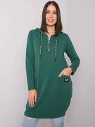 Bluzki damskie - Tunika plus size ciemny zielony kaptur rękaw długi - miniaturka - grafika 1