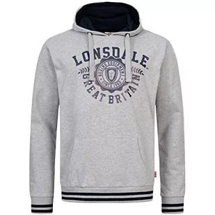 Lonsdale Męska bluza z kapturem Daccombe, Marl Grey/Navy, S - Bluzy męskie - miniaturka - grafika 1