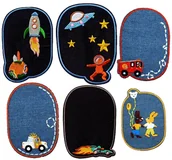 Pasmanteria - Zestaw 6 Sztuk Łatki Termo Dziecięce Jeans Kolory - miniaturka - grafika 1