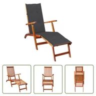Leżaki ogrodowe - The Living Store Leżak tarasowy z podnóżkiem i poduszką - lite drewno akacjowe - Leżak - miniaturka - grafika 1
