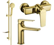 Zestawy baterii łazienkowych - Mexen Lynx DF40 zestaw prysznicowy, złoty - 745904DF40-50 - miniaturka - grafika 1