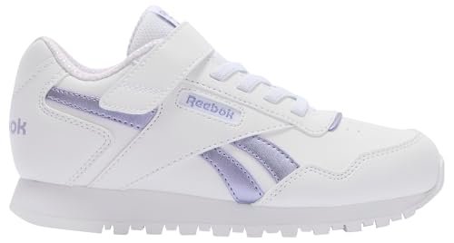 Reebok Dziewczęce Glide Elastic & Top Strap Sneaker, Ftwrwhite Metalicpurple Digitalgleam, 34 EU