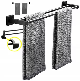 WIESZAK ŚCIENNY NA RĘCZNIKI ŁAZIENKOWY CZARNY 50CM - Wieszaki łazienkowe - miniaturka - grafika 1