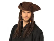 Dodatki do strojów karnawałowych - Kapelusz piracki z włosami - 1 szt. - miniaturka - grafika 1