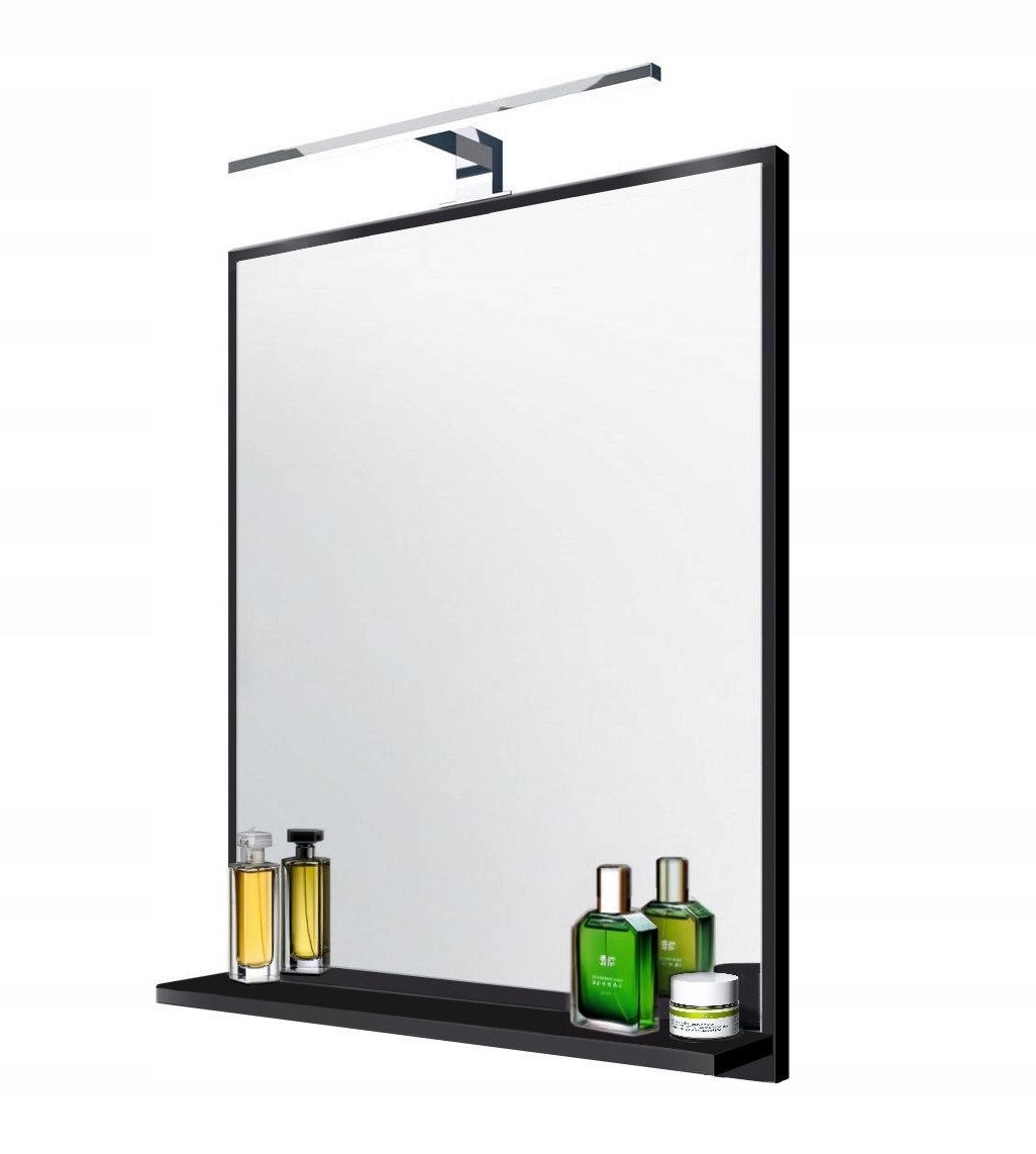 Lustro z Oświetleniem LED Czarny Mat – 52x64 cm, Styl Loft, Łazienkowe