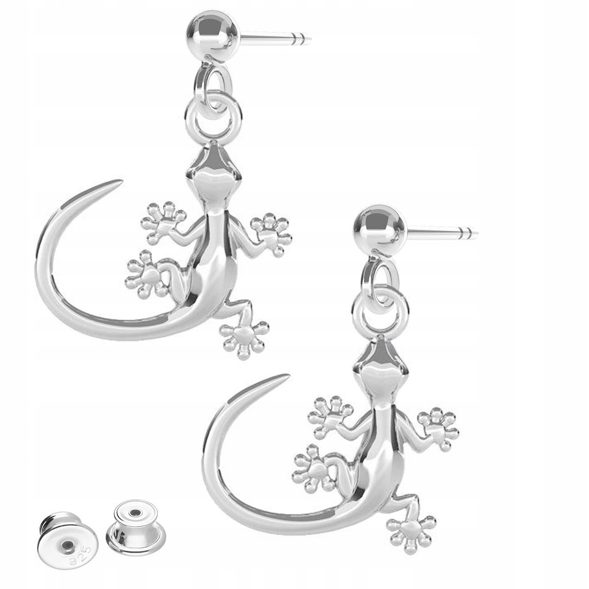 Kolczyki Srebrne Jaszczurki Gady Zwierzę Jaszczurka Wkrętki SREBRO 925