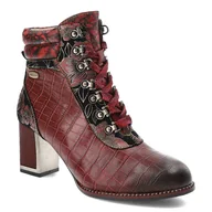 Botki damskie - Czerwone Botki Laura Vita Eleganckie Skórzane Buty Damskie - miniaturka - grafika 1