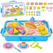 Masy plastyczne - WOOPIE Piasek Kinetyczny 1,2 kg Zestaw Restauracja Stolik z Foremkami - miniaturka - grafika 1