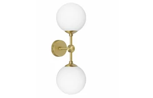 Złoty prosty kinkiet z dwoma kulami matowymi GP-K2T - Lampy ścienne - miniaturka - grafika 1