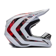 Kaski motocyklowe - Kask Cross FOX V1 Kairos Biały/Czerwony FluorescencyjnyL - miniaturka - grafika 1