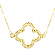 Naszyjniki - Złoty Naszyjnik z Kwiatem Koniczynką Koniczyna na Szczęście SREBRO 925 - miniaturka - grafika 1