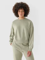 Bluzy sportowe damskie - Damska bluza dresowa nierozpinana bez kaptura 4F 4FWAW24TSWSF1307 - zielona - miniaturka - grafika 1