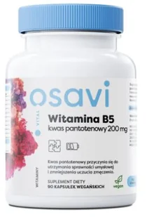 OSAVI Witamina B5 Kwas pantotenowy 200mg (Wsparcie układu nerwowego) 180 Kapsułek wegańskich - Witaminy i minerały - miniaturka - grafika 1