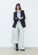 Marynarki i żakiety damskie - Stradivarius Marynarka slim fit dwurzędowa Ciemnomorski XS - miniaturka - grafika 1