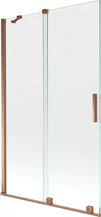 Mexen Velar parawan nawannowy 2-skrzydłowy przesuwny 110 x 150 cm, transparent, różowe złoto - 896-110-000-01-60 - Parawany nawannowe - miniaturka - grafika 1