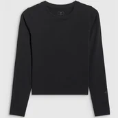 Koszulki dla dziewczynek - Longsleeve Dziewczęcy 4F Regular Koszulka Z Długim Rękawem Czarna 4FJWAW25TLONF512 Czarny 152 - miniaturka - grafika 1