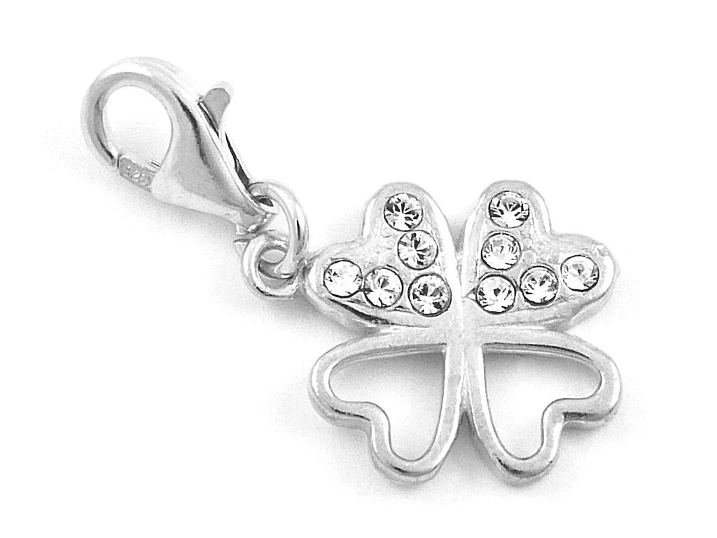 Charms srebrna koniczynka z cyrkoniami