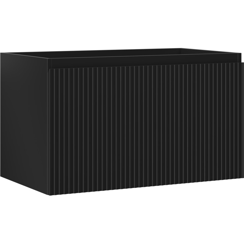 Mexen Rivel szafka łazienkowa podumywalkowa 80 cm, 1 szuflada, ryflowana , czarna mat - 91A20-08047-1-BF71