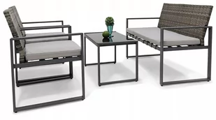 Zestaw mebli do ogrodu tarasu 2x fotel + sofa + stolik ASPEN SZARY - Meble ogrodowe - miniaturka - grafika 1