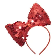 Ozdoby do włosów - OPASKA KOKARDA CEKINOWA CZERWONA - miniaturka - grafika 1