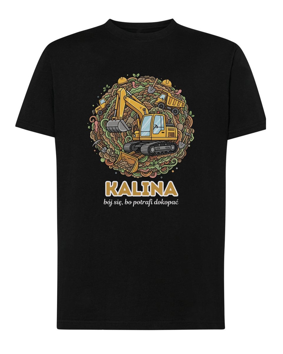 Koszulka Operator Koparki Personalizowana Ilustracyjna Czarny L