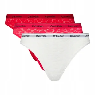 CALVIN KLEIN BIKINI DAMSKIE MAJTKI 3 PK BIKINI BIAŁE/CZERWONE/RÓŻOWE r.XS - Majtki damskie - miniaturka - grafika 1