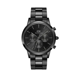 Zegarek Zegarek Daniel Wellington Iconic Chronograph Link Onyx DW00100642 Black - Zegarki męskie - miniaturka - grafika 1