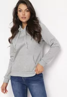 Bluzy damskie - Szara Bluza z Kapturem Kasseia - miniaturka - grafika 1