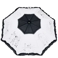 Parasole - Parasol damski automat z falbanką - Paryżanka biało-czarny - miniaturka - grafika 1