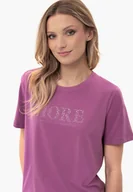Koszulki i topy damskie - Fioletowy t-shirt, Comfort Fit, T-MORE - miniaturka - grafika 1
