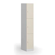Szafki biurowe - Szafka ubraniowa ze schowkami, 3 schowki, 1850 x 300 x 500 mm, zamek cylindryczny, drzwi laminowane, brzoza - miniaturka - grafika 1
