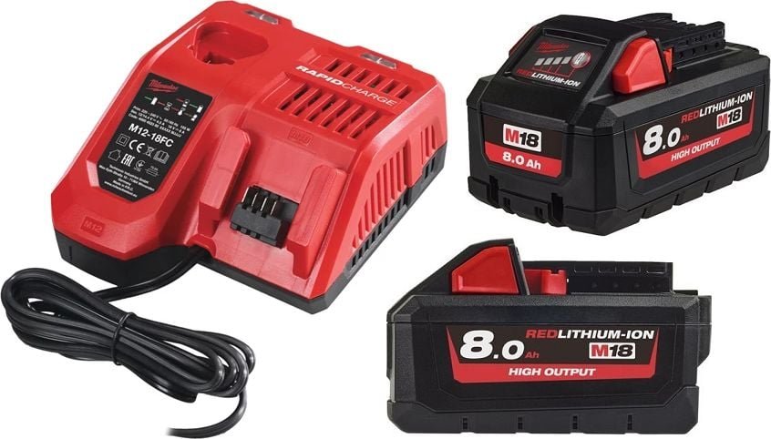 Milwaukee Zestaw akumulatorów 8 Ah z ładowarką  NRG M18 HNRG-802