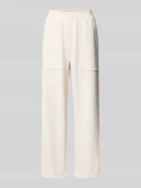 Spodnie sportowe damskie - Spodnie dresowe z wpuszczanymi kieszeniami i zakładką - miniaturka - grafika 1