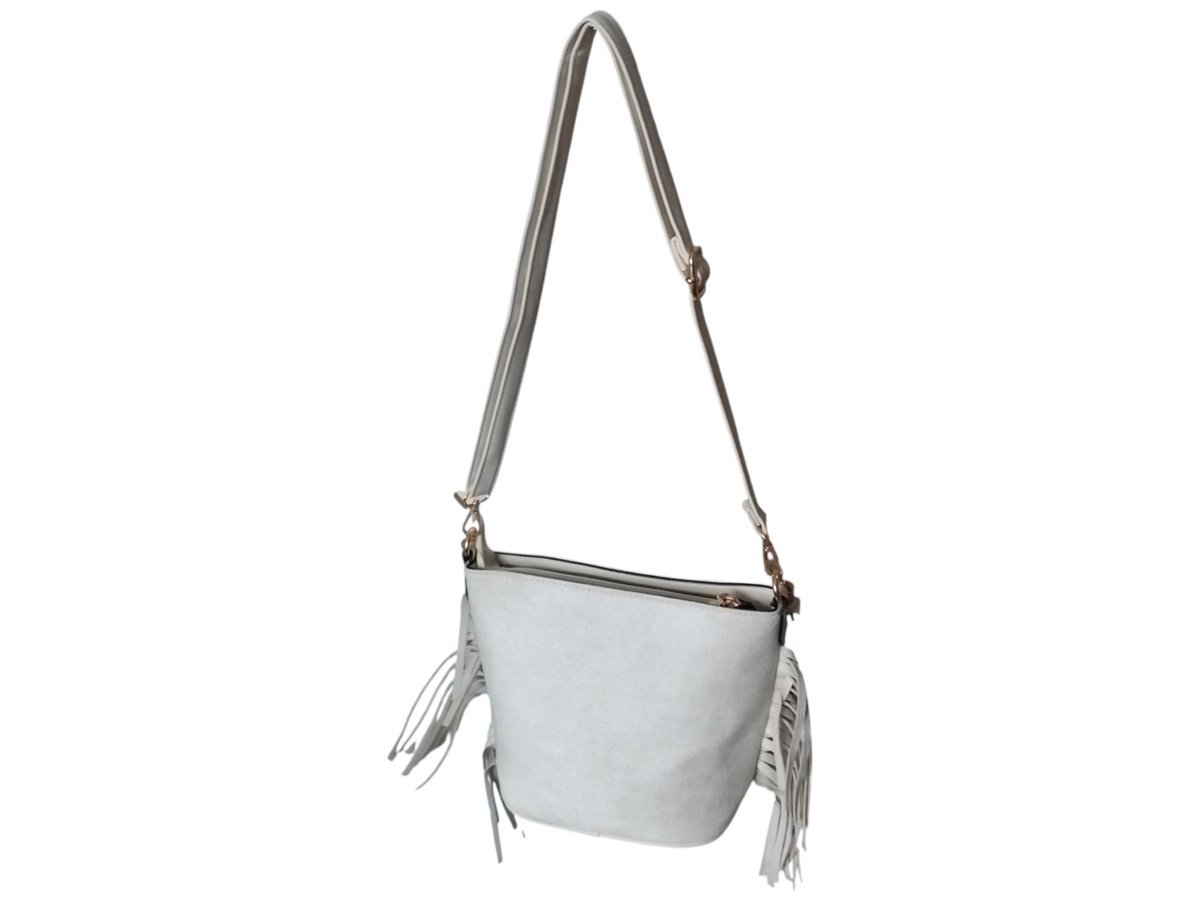 Torebka Damska, Mała Modna Listonoszka Na Ramię, Miejska, Eko-Zamsz, Beż