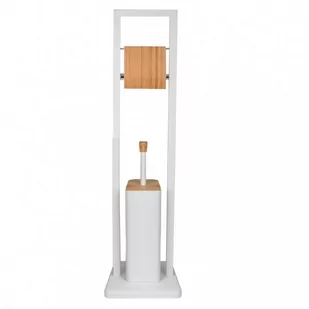 Szczotka Wc stojak na papier toaletowy Bambus biel - Akcesoria do wc - miniaturka - grafika 1