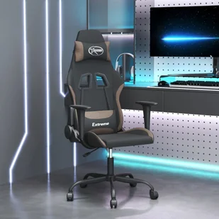 Lumarko Fotel gamingowy czarny i taupe tkanina - Fotele gamingowe - miniaturka - grafika 1