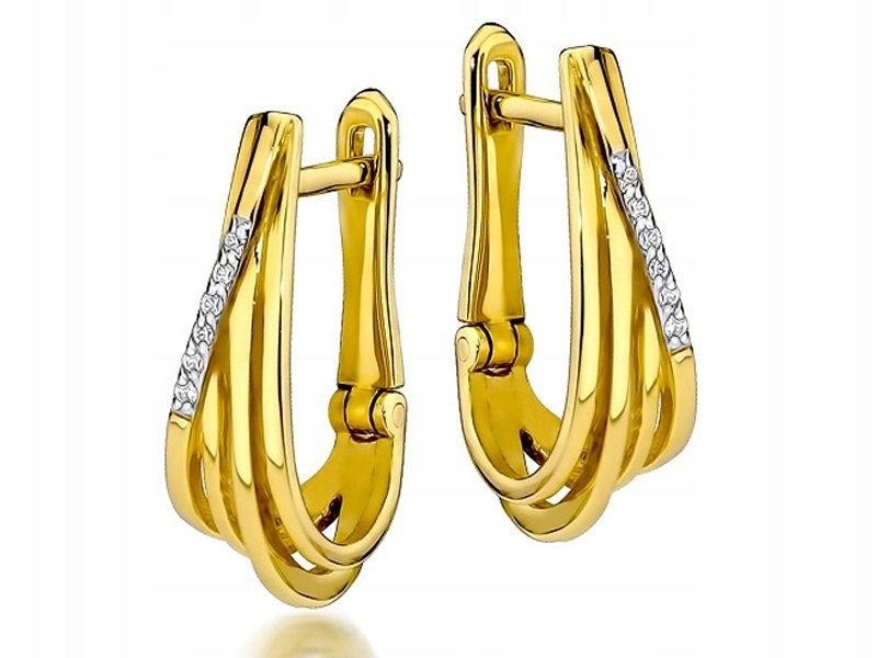 Złote kolczyki 585 ELEGANCKIE Z BRYLANTAMI 3,40g z diamentami dla niej 14k