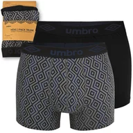 Majtki męskie - UMBRO Bokserki Męskie 2 sztuki Bawełna Czarny Szary Logo Rozmiar L - miniaturka - grafika 1