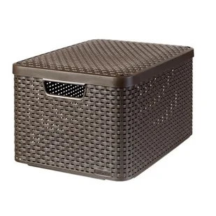 Koszyk z pokrywką Rattan Style 30 l ciemnobrązowy CURVER - Pudła i pojemniki do przechowywania - miniaturka - grafika 1
