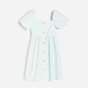 Reserved Bawełniana sukienka - Zielony - Sukienki i spódniczki dla dziewczynek - miniaturka - grafika 1
