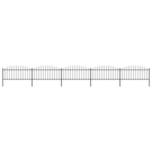 shumee Panele ogrodzeniowe z grotami stal 0,5 0,75) x 8,5 m czarne - Akcesoria do urządzeń ogrodniczych - miniaturka - grafika 1