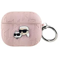 Akcesoria do słuchawek - Etui na słuchawki KARL LAGERFELD Monogram Karl & Choupette Head do Apple AirPods 3 Różowy - miniaturka - grafika 1